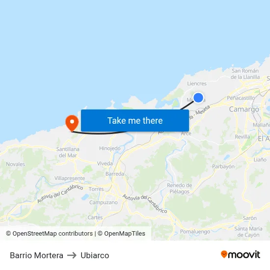 Barrio Mortera to Ubiarco map