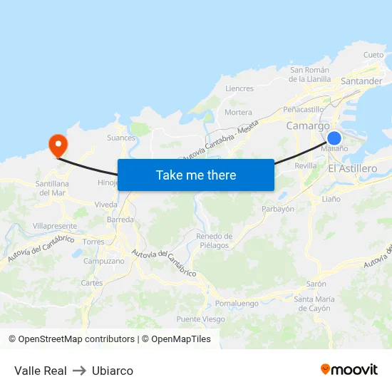 Valle Real to Ubiarco map