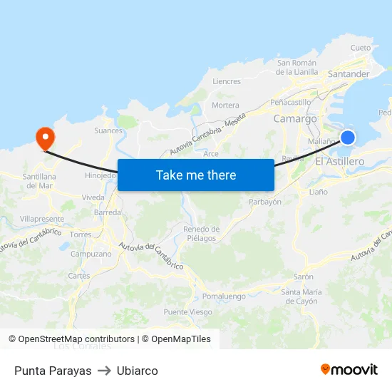 Punta Parayas to Ubiarco map