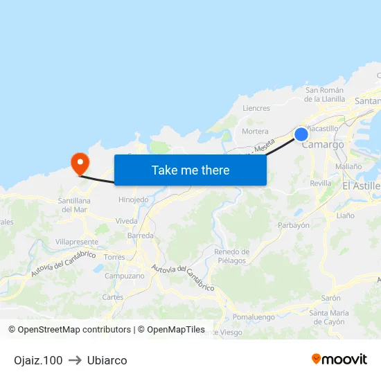Ojaiz.100 to Ubiarco map