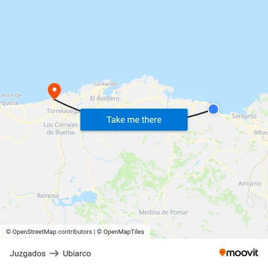 Juzgados to Ubiarco map