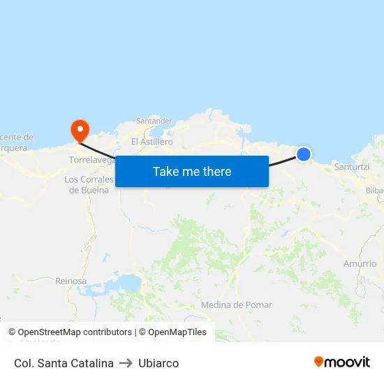 Col. Santa Catalina to Ubiarco map