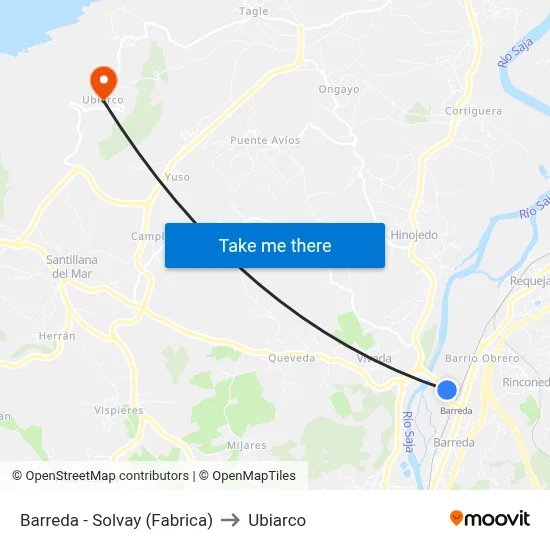 Barreda - Solvay (Fabrica) to Ubiarco map