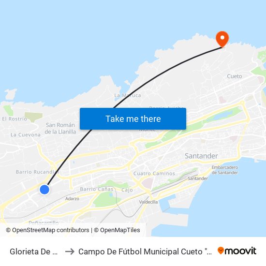 Glorieta De Adarzo to Campo De Fútbol Municipal Cueto ""Liberto Toca"" map