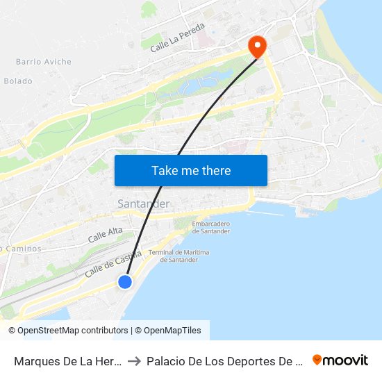 Marques De La Hermida 1 to Palacio De Los Deportes De Santander map