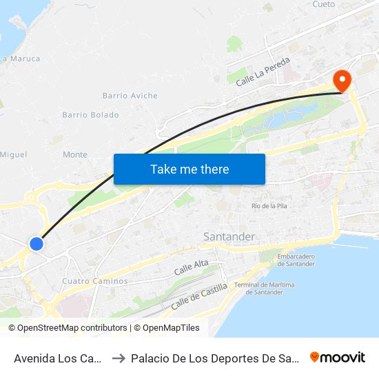 Avenida Los Castros to Palacio De Los Deportes De Santander map