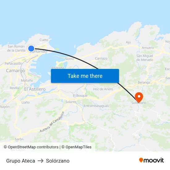 Grupo Ateca to Solórzano map