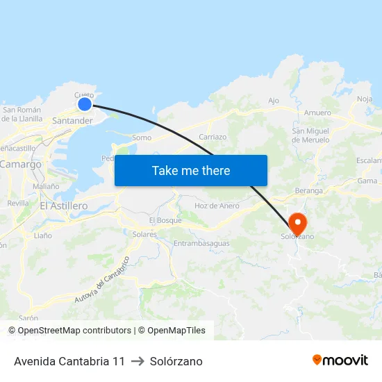 Avenida Cantabria 11 to Solórzano map
