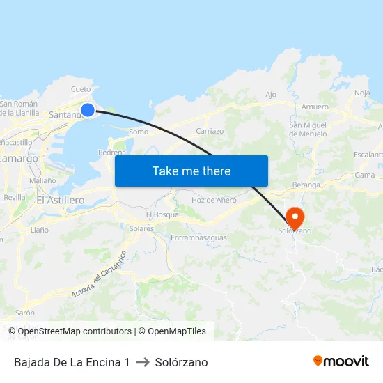 Bajada De La Encina 1 to Solórzano map