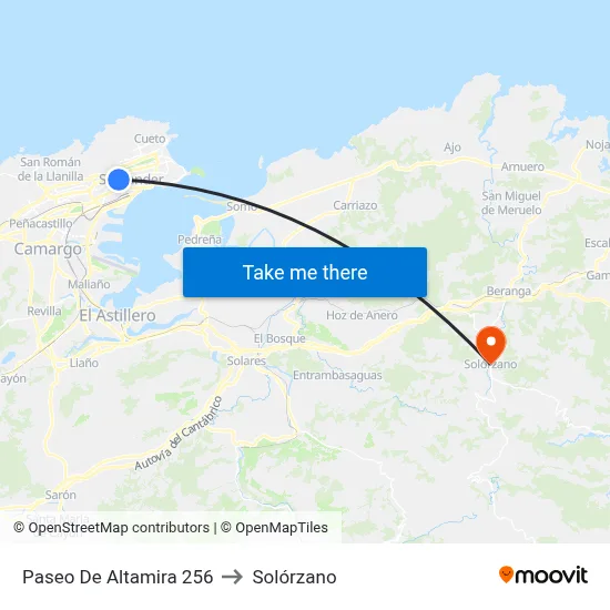 Paseo De Altamira 256 to Solórzano map
