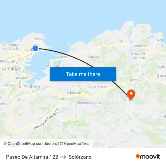 Paseo De Altamira 122 to Solórzano map