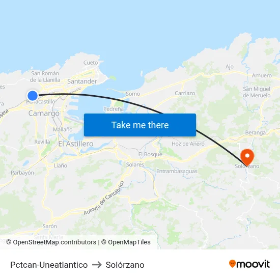 Pctcan-Uneatlantico to Solórzano map
