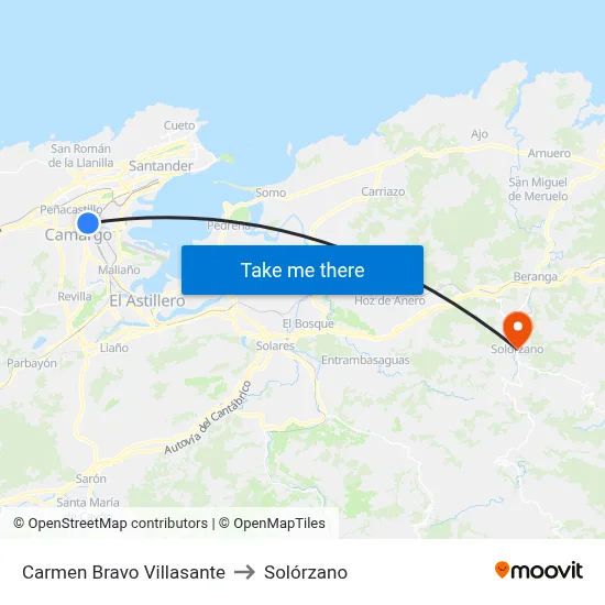 Carmen Bravo Villasante to Solórzano map
