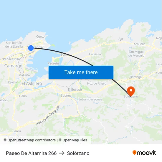 Paseo De Altamira 266 to Solórzano map