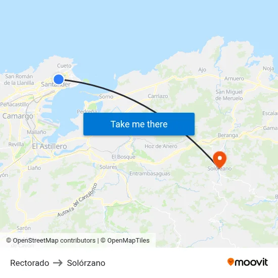 Rectorado to Solórzano map