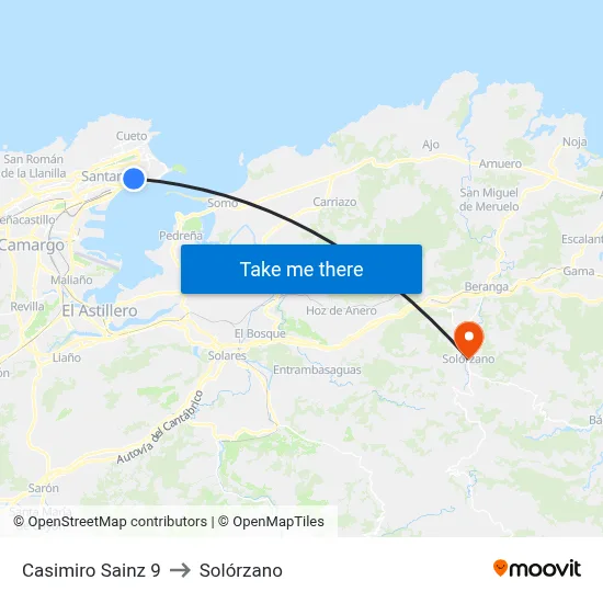 Casimiro Sainz 9 to Solórzano map