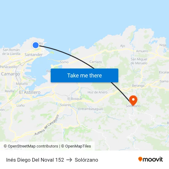 Inés Diego Del Noval 152 to Solórzano map