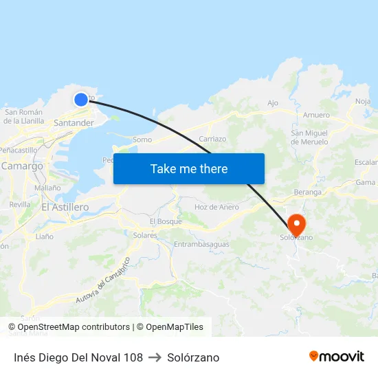 Inés Diego Del Noval 108 to Solórzano map