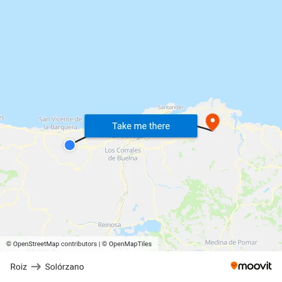 Roiz to Solórzano map
