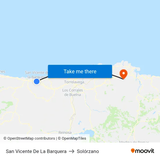 San Vicente De La Barquera to Solórzano map