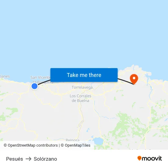Pesués to Solórzano map