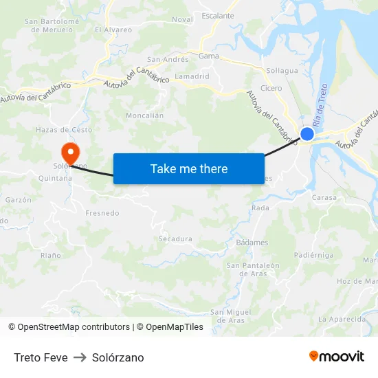 Treto Feve to Solórzano map