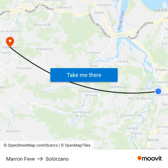 Marron Feve to Solórzano map