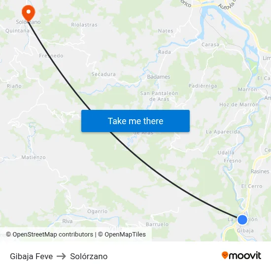 Gibaja Feve to Solórzano map
