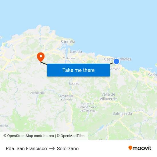 Rda. San Francisco to Solórzano map