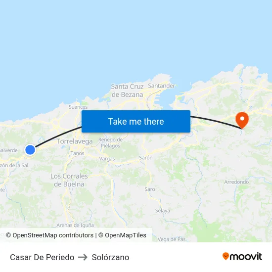 Casar De Periedo to Solórzano map