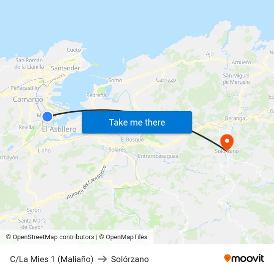 C/La Mies 1 (Maliaño) to Solórzano map