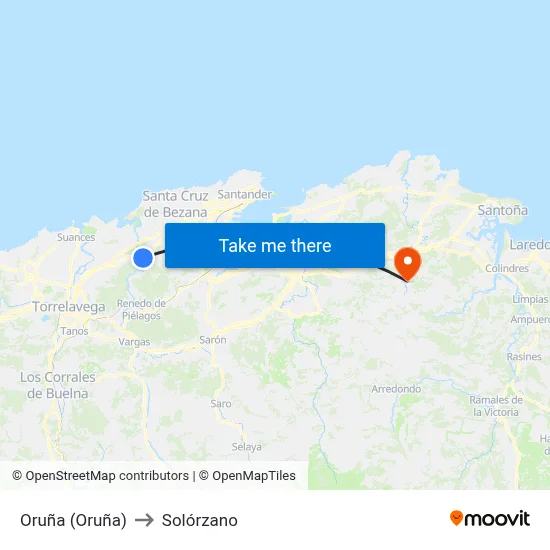 Oruña (Oruña) to Solórzano map