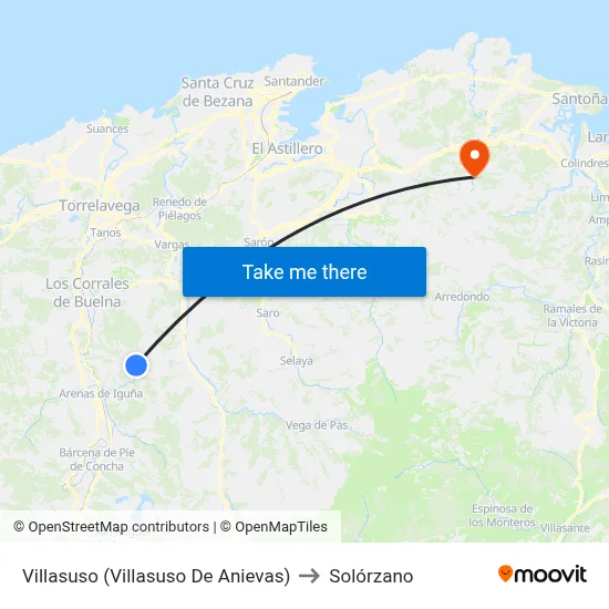 Villasuso (Villasuso De Anievas) to Solórzano map
