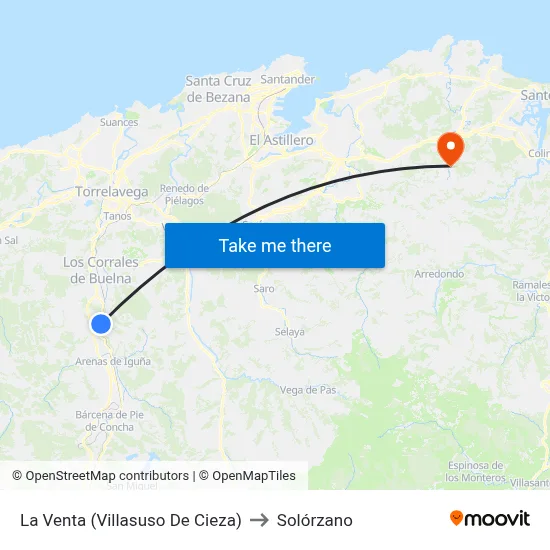 La Venta (Villasuso De Cieza) to Solórzano map