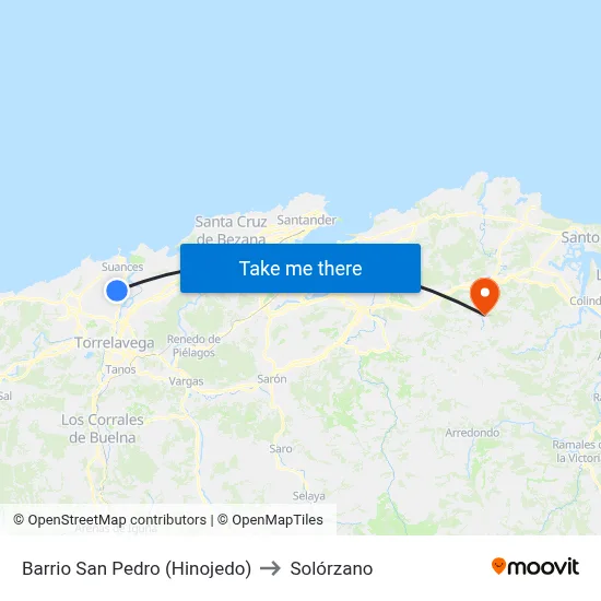 Barrio San Pedro (Hinojedo) to Solórzano map