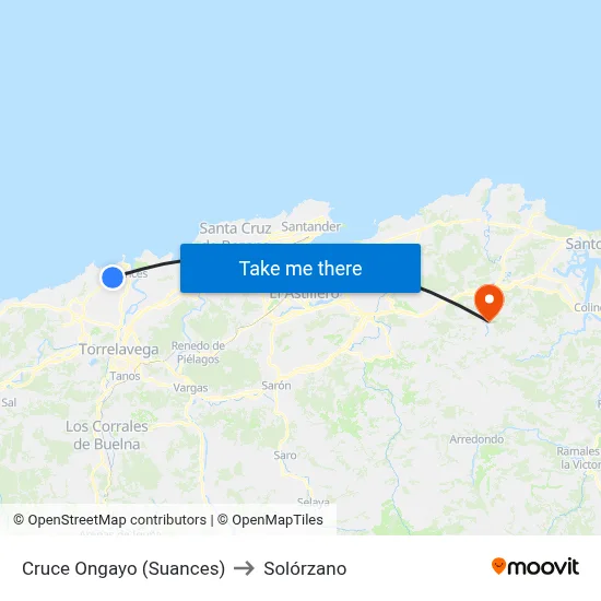 Cruce Ongayo (Suances) to Solórzano map