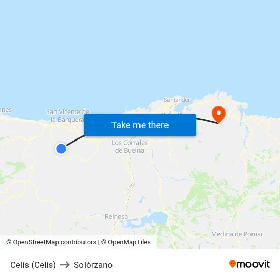 Celis (Celis) to Solórzano map