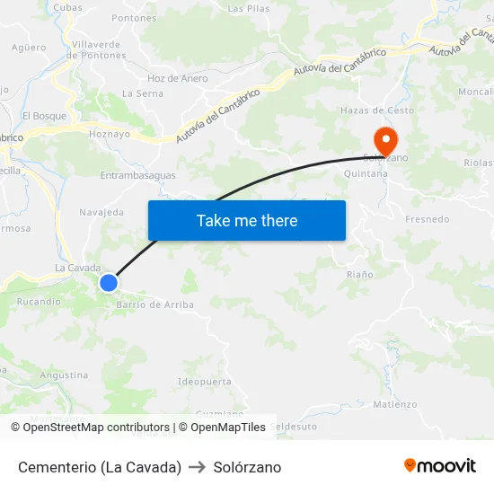 Cementerio (La Cavada) to Solórzano map