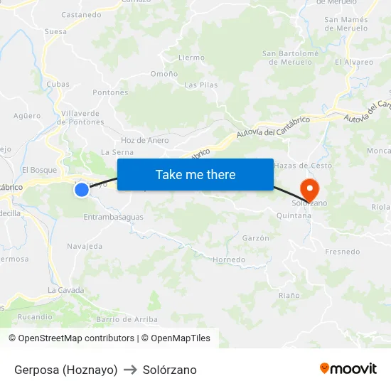 Gerposa (Hoznayo) to Solórzano map