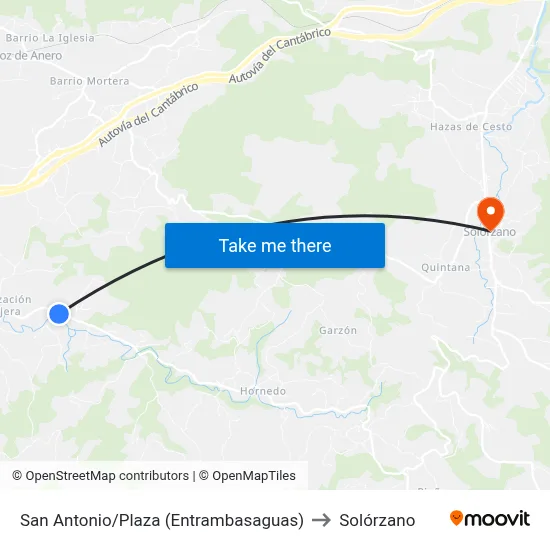 San Antonio/Plaza (Entrambasaguas) to Solórzano map