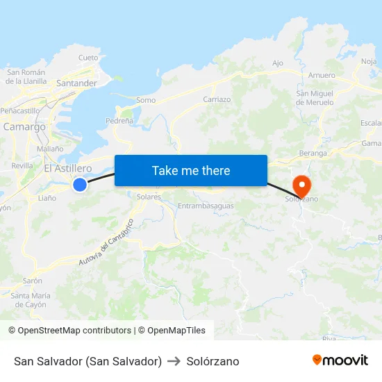 San Salvador (San Salvador) to Solórzano map