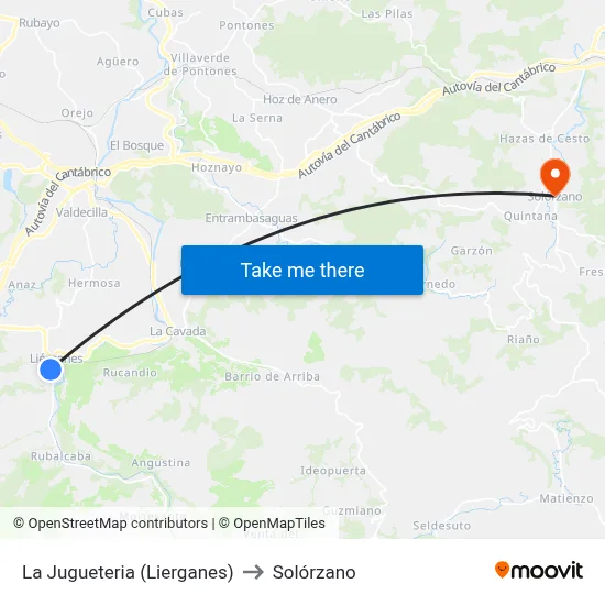 La Jugueteria (Lierganes) to Solórzano map