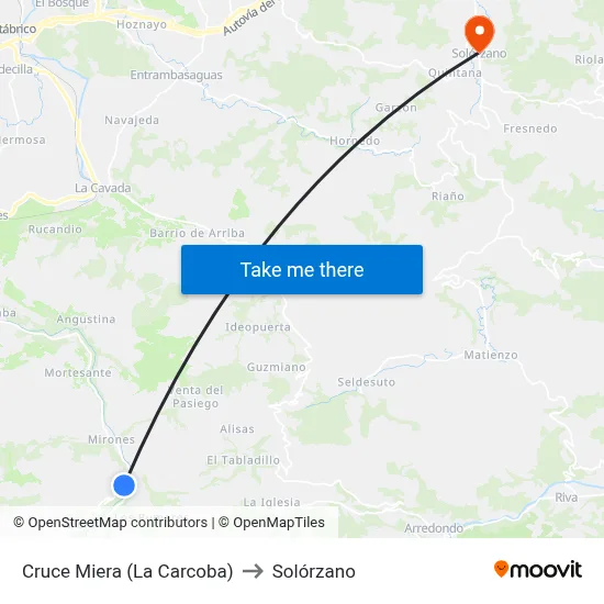 Cruce Miera (La Carcoba) to Solórzano map