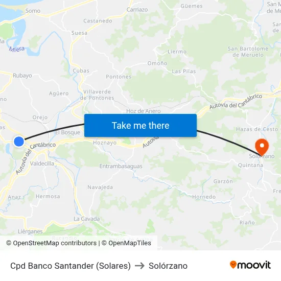 Cpd Banco Santander (Solares) to Solórzano map