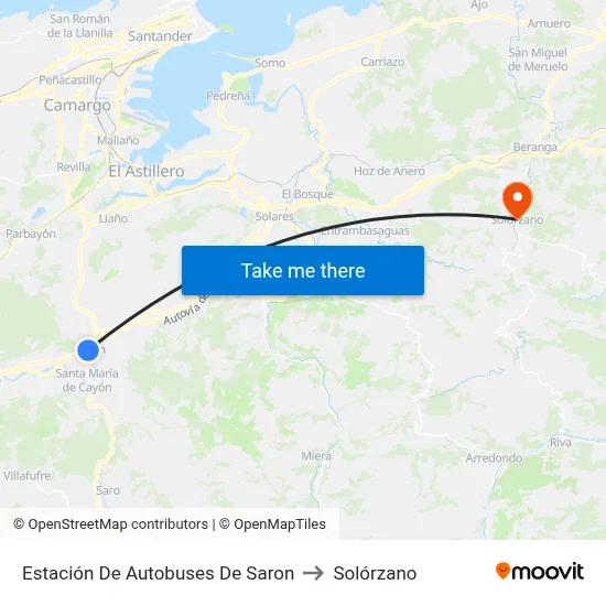 Estación De Autobuses De Saron to Solórzano map