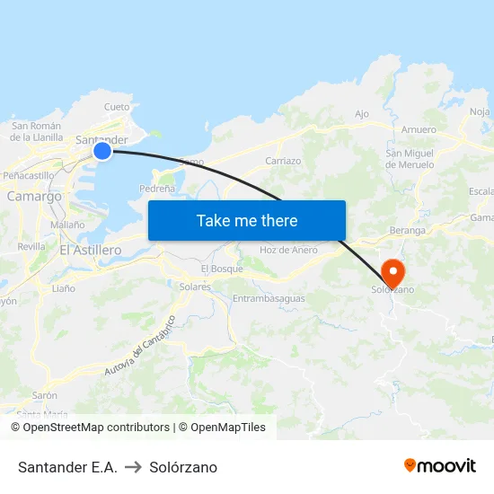 Santander E.A. to Solórzano map