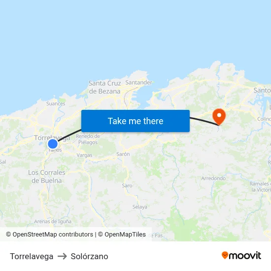 Torrelavega to Solórzano map