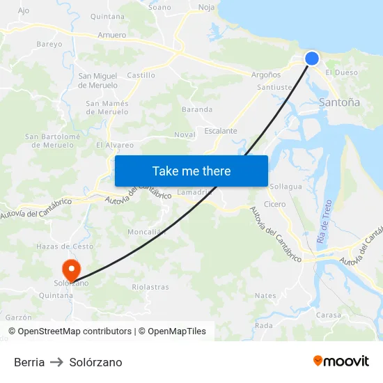 Berria to Solórzano map