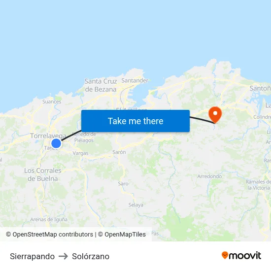 Sierrapando to Solórzano map
