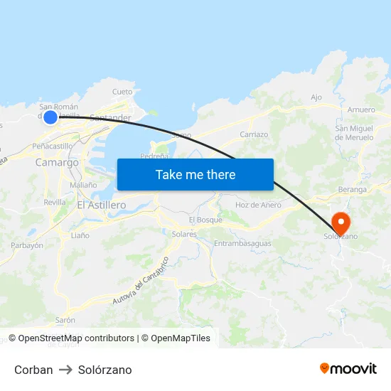 Corban to Solórzano map